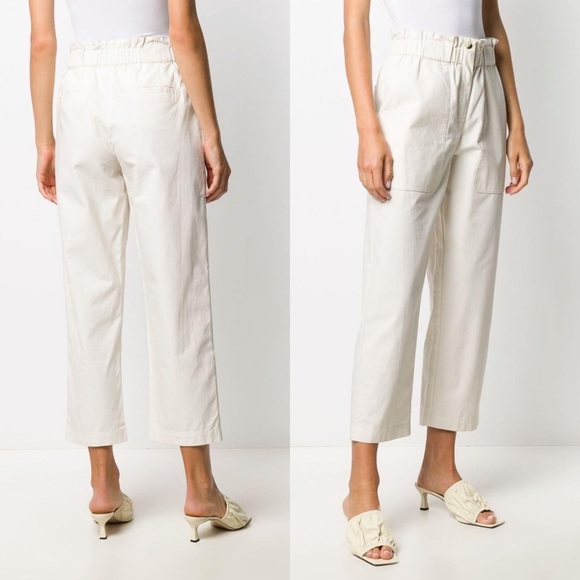 ba&sh Pants - Ba&Sh Stone Cropped Cotton Tapered Pants in Ecru Size S
